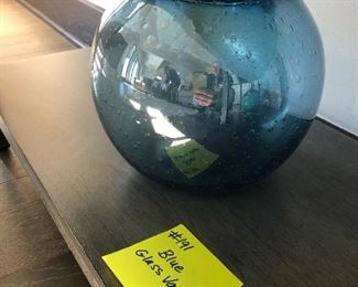#191) $12 - Blue Glass Vase.