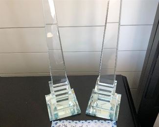 #196) $60 - Set of 2 Crystal Decorative Sculptures