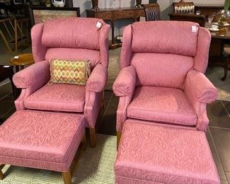 Pink Chairs with ottoman