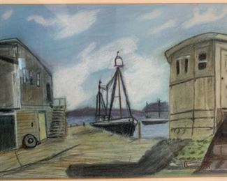 *Original* Art Pastel Lg Boat at Dock	18x24x.5in	HxWxD