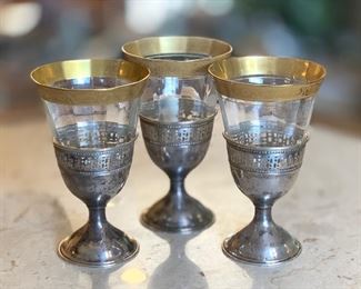 3pc Sterling Silver Pierced/Reticulated Glass Holders	3.75in H x 2.75in 