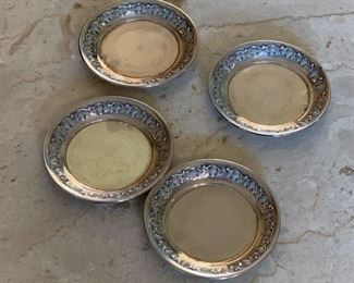 4pc Hazorfim 800 Silver 3.25 Judaica Kiddush PLATES w/ Grape Border	3.25in Diameter  56 grams of 800 silver	