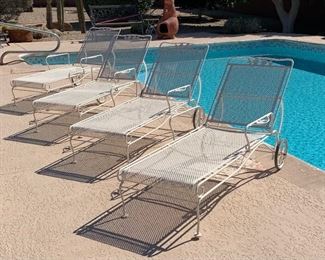 4 (priced individually) Woodard Wrought Iron Mesh Chaise Lounge Patio Chair	31 x 28 x 64	HxWxD
