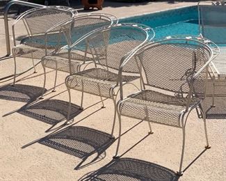 Vintage Meadowcraft Wrought Iron Mesh Patio Table w/ 4 Chairs	48 inch diameter table top	