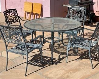 Aluminum Patio set Table w/ 4 Chairs	49 inch diameter	