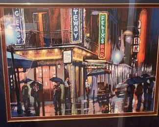 *Signed* Numbered  Ron Picou Rainy Street	23x29in