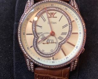 LeVian Diamond Bezel Sub Second Swiss Watch	