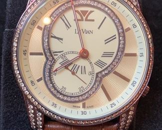 LeVian Diamond Bezel Sub Second Swiss Watch	