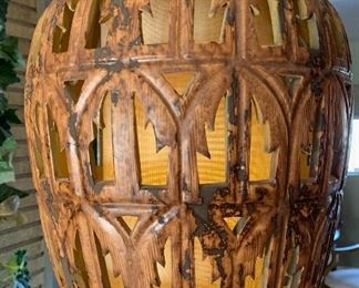 MCM Vintage Pierced Ceramic Hanging Swag Lamp 18in H x 12in Diameter