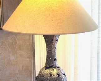 Vintage Leaf & Flower Metal Lamp Artist made 42in H x25in diameter