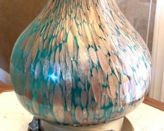 Vintage Murano Glass Gold Fleck lamp 40in H x 26in Diameter