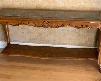 Vintage Walnut & Glass Sofa Table 25 x 55 x 19 HxWxD