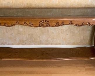 Vintage Walnut & Glass Sofa Table 25 x 55 x 19 HxWxD