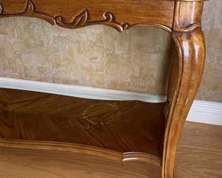Vintage Walnut & Glass Sofa Table 25 x 55 x 19 HxWxD