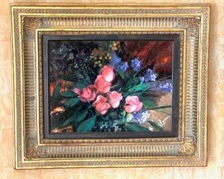 *Original* Art Ron Picou Floral Bouquet Painting 21 x 24 x 3 HxWxD