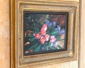 *Original* Art Ron Picou Floral Bouquet Painting 21 x 24 x 3 HxWxD