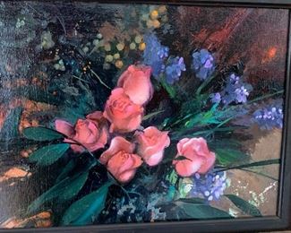 *Original* Art Ron Picou Floral Bouquet Painting 21 x 24 x 3 HxWxD