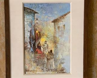 *Original* Art Antonio Vasquez Parra Village Stairway 17 x 13 x2 HxWxD