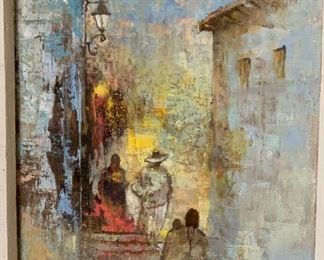 *Original* Art Antonio Vasquez Parra Village Stairway 17 x 13 x2 HxWxD