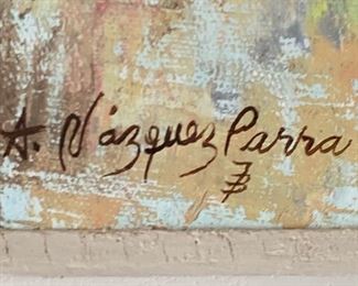 *Original* Art Antonio Vasquez Parra Village Stairway 17 x 13 x2 HxWxD