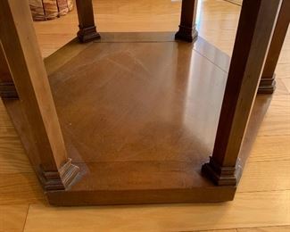 Vintage Walnut & Stone Polygon End Table 21x24x27in HxWxD
