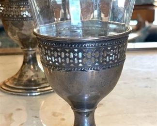 3pc Sterling Silver Pierced/Reticulated Glass Holders 3.75in H x 2.75in Diameter at base Weight 84 grams sterling