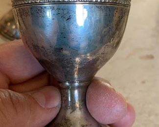 #2 3pc Sterling Silver Reticulated Glass holders 3.75in H x 2.5in Diameter at base Weight 78 grams sterling