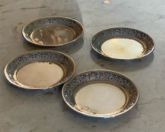 4pc Hazorfim 800 Silver 3.25 Judaica Kiddush PLATES w/ Grape Border 3.25in Diameter 56 grams of 800 silver