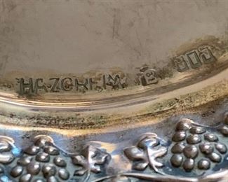 4pc Hazorfim 800 Silver 3.25 Judaica Kiddush PLATES w/ Grape Border 3.25in Diameter 56 grams of 800 silver