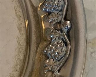 4pc Hazorfim 800 Silver 3.25 Judaica Kiddush PLATES w/ Grape Border 3.25in Diameter 56 grams of 800 silver