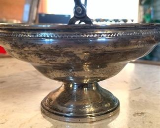 #2 Sterling Silver Compote Footed Bowl w/ Handle Weighted 6.5in H x 5.75in diameter 185 grams