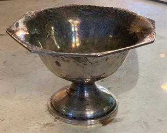 Sterling Silver Footed Octagon Bowl Compote 3in H x 4.5in Across 108 Grams