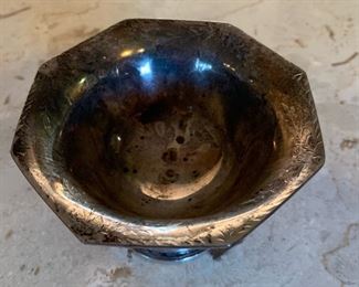 Sterling Silver Footed Octagon Bowl Compote 3in H x 4.5in Across 108 Grams