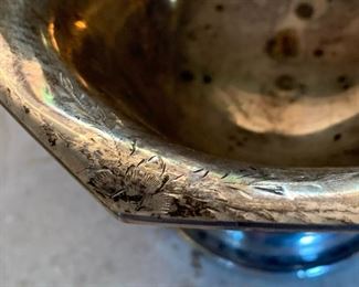 Sterling Silver Footed Octagon Bowl Compote 3in H x 4.5in Across 108 Grams