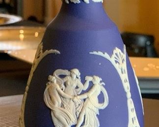 Wedgwood Jasperware Dark Blue 5in Vase 5.25in H x 3in Diameter