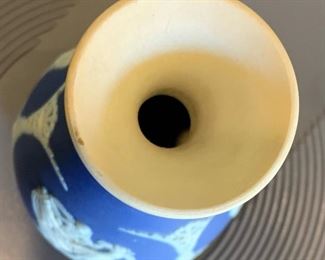 Wedgwood Jasperware Dark Blue 5in Vase 5.25in H x 3in Diameter