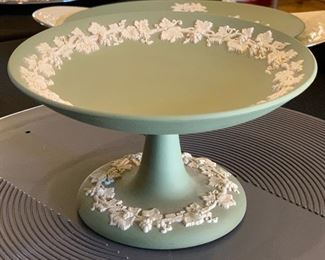 Wedgwood Jasperware Sage Green Pedestal Dish Compote 3.5in H x 6in Diameter