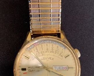 NEUVEX Multi-Year Calendar Vintage Automatic Watch 1.5in Face