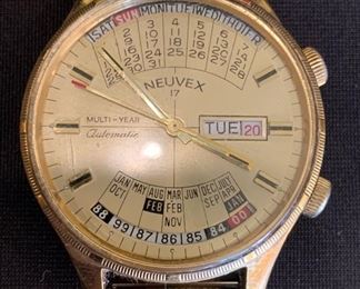 NEUVEX Multi-Year Calendar Vintage Automatic Watch 1.5in Face