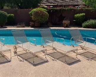 4 Woodard Wrought Iron Mesh Chaise Lounge Patio Chair 31 x 28 x 64 HxWxD (priced individually)