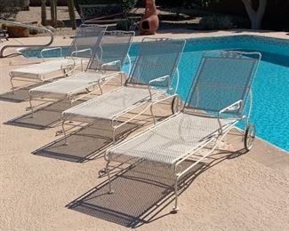 4 Woodard Wrought Iron Mesh Chaise Lounge Patio Chair 31 x 28 x 64 HxWxD (priced individually)