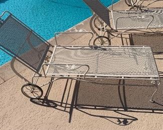 4 Woodard Wrought Iron Mesh Chaise Lounge Patio Chair 31 x 28 x 64 HxWxD (priced individually)