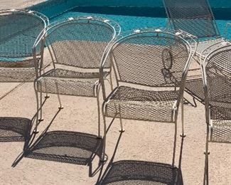 Vintage Meadowcraft Wrought Iron Mesh Patio Table w/ 4 Chairs 48 inch diameter table top