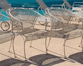 Vintage Meadowcraft Wrought Iron Mesh Patio Table w/ 4 Chairs 48 inch diameter table top