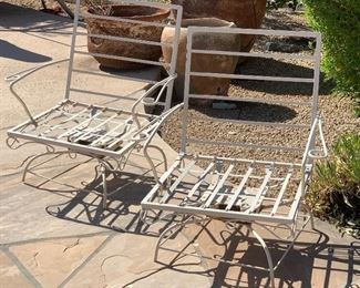 2pc Vintage Wrought Iron Spring Patio Chairs 32 x 30 x 26 HxWxD