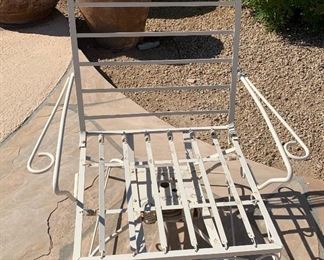 2pc Vintage Wrought Iron Spring Patio Chairs 32 x 30 x 26 HxWxD