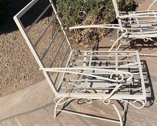 2pc Vintage Wrought Iron Spring Patio Chairs 32 x 30 x 26 HxWxD