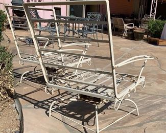 2pc Vintage Wrought Iron Spring Patio Chairs 32 x 30 x 26 HxWxD