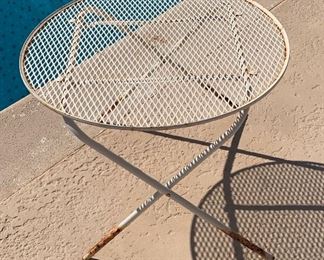 Vintage Patio Table Round Folding 24 inch diameter top