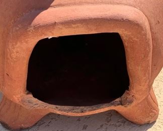 AS-IS Fish Terracotta Chiminea 41 x 25 x 17 HxWxD